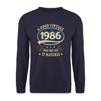 37th Birthday 1986 37 Good vintage - Unisex Sweatshirt - navy - Front - Alina (178cm) & Michal (187cm)