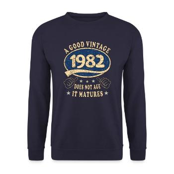 41ème anniversaire 1982 '41 Bon millésime - Sweat-shirt Unisexe - marine - Devant - Alina (178cm) & Michal (187cm)