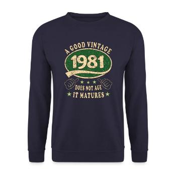 42nd Birthday 1981 42 Good vintage - Unisex Sweatshirt - navy - Front - Alina (178cm) & Michal (187cm)
