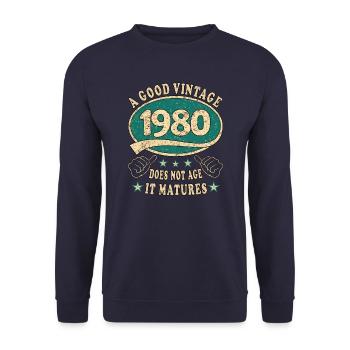43rd Birthday 1980 43 Good vintage - Unisex Sweatshirt - navy - Front - Alina (178cm) & Michal (187cm)