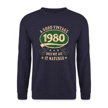 43rd Birthday 1980 43 Good vintage - Unisex Sweatshirt - navy - Front - Alina (178cm) & Michal (187cm)