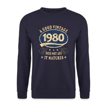 43rd Birthday 1980 43 Good vintage - Unisex Sweatshirt - navy - Front - Alina (178cm) & Michal (187cm)