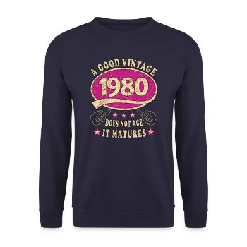 43rd Birthday 1980 43 Good vintage - Unisex Sweatshirt - navy - Front - Alina (178cm) & Michal (187cm)