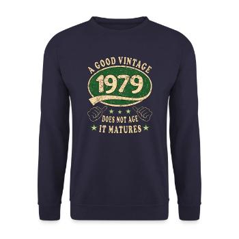 44ème Anniversaire 1979 '44 Bon millésime - Sweat-shirt Unisexe - marine - Devant - Alina (178cm) & Michal (187cm)