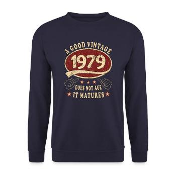 44ème Anniversaire 1979 '44 Bon millésime - Sweat-shirt Unisexe - marine - Devant - Alina (178cm) & Michal (187cm)