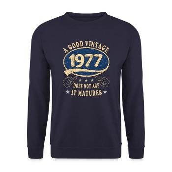 46e anniversaire 1977 46er Bon millésime - Sweat-shirt Unisexe - marine - Devant - Alina (178cm) & Michal (187cm)