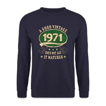 52nd Birthday 1971 52 Good vintage - Unisex Sweatshirt - navy - Front - Alina (178cm) & Michal (187cm)
