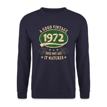 51. Geburtstag 1972 51er Guter Jahrgang - Unisex Pullover - Navy - Vorne - Alina (178cm) & Michal (187cm)