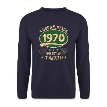 53rd Birthday 1970 '53 Good Vintage - Unisex Sweatshirt - navy - Front - Alina (178cm) & Michal (187cm)