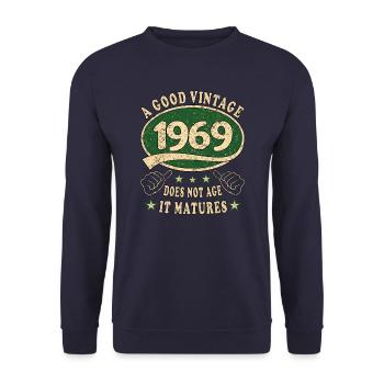 54ème anniversaire 1969 '54 Bon millésime - Sweat-shirt Unisexe - marine - Devant - Alina (178cm) & Michal (187cm)