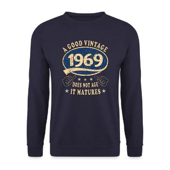 54. Geburtstag 1969 54er Guter Jahrgang - Unisex Pullover - Navy - Vorne - Alina (178cm) & Michal (187cm)