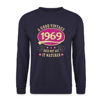 54ème anniversaire 1969 '54 Bon millésime - Sweat-shirt Unisexe - marine - Devant - Alina (178cm) & Michal (187cm)