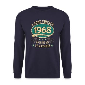55. Geburtstag 1968 55er Guter Jahrgang - Unisex Pullover - Navy - Vorne - Alina (178cm) & Michal (187cm)
