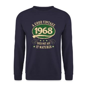 55. Geburtstag 1968 55er Guter Jahrgang - Unisex Pullover - Navy - Vorne - Alina (178cm) & Michal (187cm)