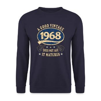 55. Geburtstag 1968 55er Guter Jahrgang - Unisex Pullover - Navy - Vorne - Alina (178cm) & Michal (187cm)