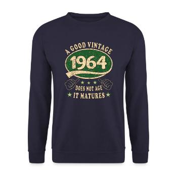 60e anniversaire 1964 des années 60 bon Vintage - Sweat-shirt Unisexe - marine - Devant - Alina (178cm) & Michal (187cm)