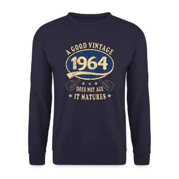 60e anniversaire 1964 des années 60 bon Vintage - Sweat-shirt Unisexe - marine - Devant - Alina (178cm) & Michal (187cm)