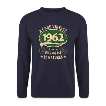 61ème anniversaire 1962 '61 Bon Millésime - Sweat-shirt Unisexe - marine - Devant - Alina (178cm) & Michal (187cm)