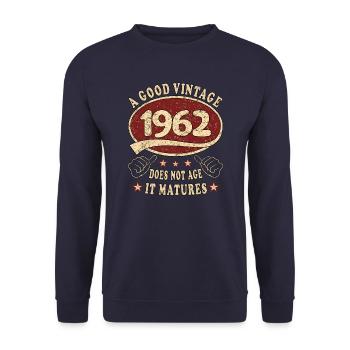 61ème anniversaire 1962 '61 Bon Millésime - Sweat-shirt Unisexe - marine - Devant - Alina (178cm) & Michal (187cm)