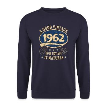 61ème anniversaire 1962 '61 Bon Millésime - Sweat-shirt Unisexe - marine - Devant - Alina (178cm) & Michal (187cm)