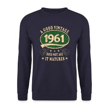62ème Anniversaire 1961 '62 Bon Millésime - Sweat-shirt Unisexe - marine - Devant - Alina (178cm) & Michal (187cm)