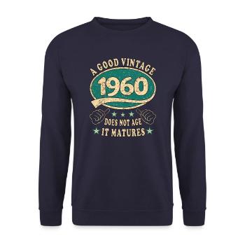 63. Geburtstag 1960 63er Guter Jahrgang - Unisex Pullover - Navy - Vorne - Alina (178cm) & Michal (187cm)