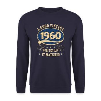 63. Geburtstag 1960 63er Guter Jahrgang - Unisex Pullover - Navy - Vorne - Alina (178cm) & Michal (187cm)