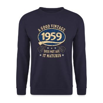 64ème Anniversaire 1959 '64 Bon millésime - Sweat-shirt Unisexe - marine - Devant - Alina (178cm) & Michal (187cm)