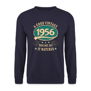 67. Geburtstag 1956 67er Guter Jahrgang - Unisex Pullover - Navy - Vorne - Alina (178cm) & Michal (187cm)