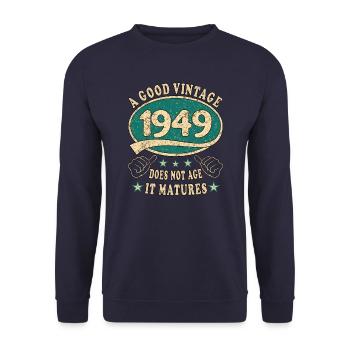 74th Birthday 1949 '74 Good vintage - Unisex Sweatshirt - navy - Front - Alina (178cm) & Michal (187cm)