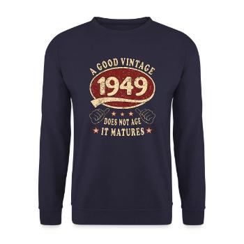 74th Birthday 1949 '74 Good vintage - Unisex Sweatshirt - navy - Front - Alina (178cm) & Michal (187cm)