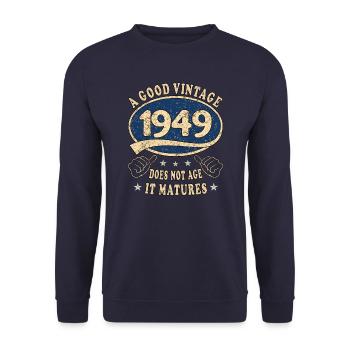 74th Birthday 1949 '74 Good vintage - Unisex Sweatshirt - navy - Front - Alina (178cm) & Michal (187cm)