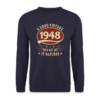 75e anniversaire 1948 75 Bon millésime - Sweat-shirt Unisexe - marine - Devant - Alina (178cm) & Michal (187cm)