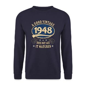 75e anniversaire 1948 75 Bon millésime - Sweat-shirt Unisexe - marine - Devant - Alina (178cm) & Michal (187cm)