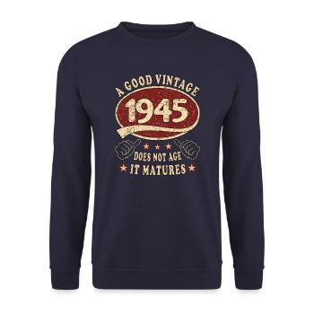 78ème Anniversaire 1945 '78 Bon Millésime - Sweat-shirt Unisexe - marine - Devant - Alina (178cm) & Michal (187cm)