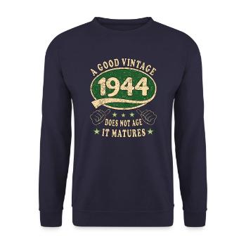 79th Birthday 1944 '79 Good Vintage - Unisex Sweatshirt - navy - Front - Alina (178cm) & Michal (187cm)