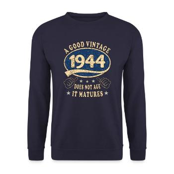 79th Birthday 1944 '79 Good Vintage - Unisex Sweatshirt - navy - Front - Alina (178cm) & Michal (187cm)
