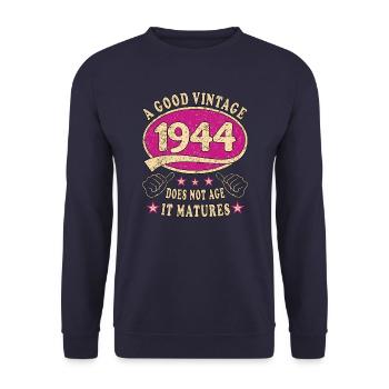 79th Birthday 1944 '79 Good Vintage - Unisex Sweatshirt - navy - Front - Alina (178cm) & Michal (187cm)