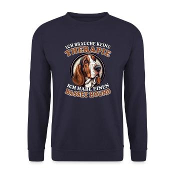 Ich brauche keine Therapie Basset Hound - Unisex Pullover - Navy - Vorne - Alina (178cm) & Michal (187cm)
