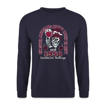 73. Geburtstag 1950 73er Guter Jahrgang - Unisex Pullover - Navy - Vorne - Alina (178cm) & Michal (187cm)