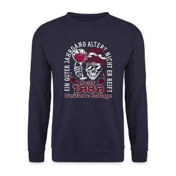 34. Geburtstag 1989 34er Guter Jahrgang - Unisex Pullover - Navy - Vorne - Alina (178cm) & Michal (187cm)