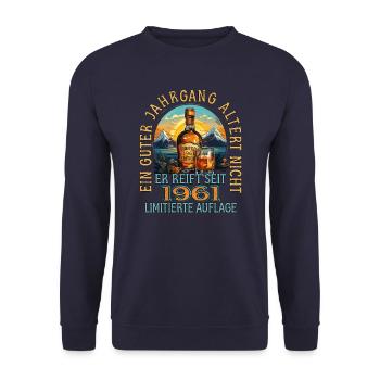 62. Geburtstag 1961 62er Guter Jahrgang Whisky - Unisex Pullover - Navy - Vorne - Alina (178cm) & Michal (187cm)