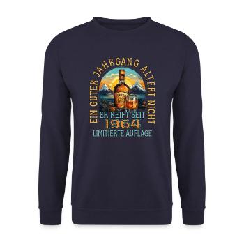 60. Geburtstag 1964 60er Guter Jahrgang Whisky - Unisex Pullover - Navy - Vorne - Alina (178cm) & Michal (187cm)