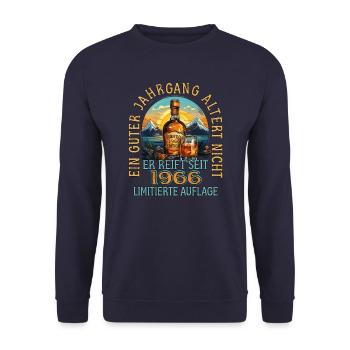 57. Geburtstag 1966 57er Guter Jahrgang Whisky - Unisex Pullover - Navy - Vorne - Alina (178cm) & Michal (187cm)