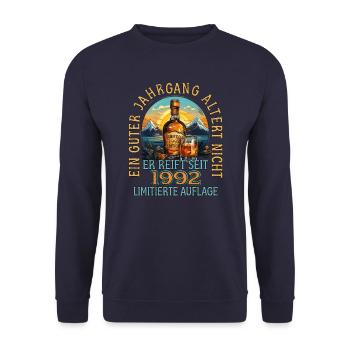 31. Geburtstag 1992 31er Guter Jahrgang Whisky - Unisex Pullover - Navy - Vorne - Alina (178cm) & Michal (187cm)