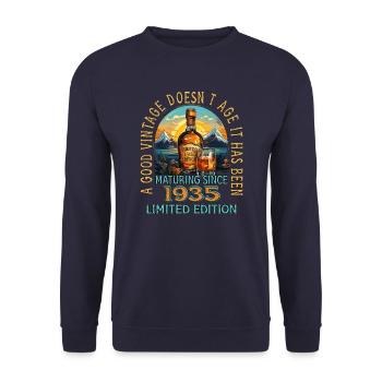 88th Birthday 1935 88 Good Vintage Whisky - Unisex Sweatshirt - navy - Front - Alina (178cm) & Michal (187cm)