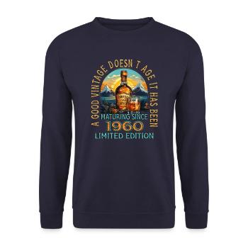 63. Geburtstag 1960 63er Guter Jahrgang Whisky - Unisex Pullover - Navy - Vorne - Alina (178cm) & Michal (187cm)