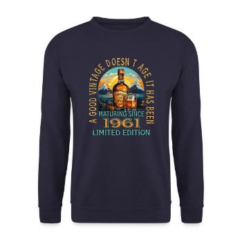 62nd Birthday 1961 62 Good Vintage Whisky - Unisex Sweatshirt - navy - Front - Alina (178cm) & Michal (187cm)