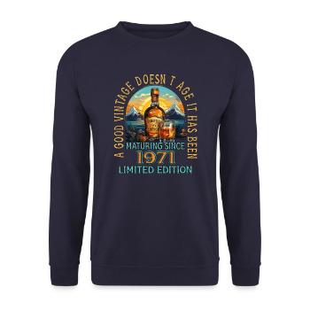 52nd Birthday 1971 52 Good Vintage Whisky - Unisex Sweatshirt - navy - Front - Alina (178cm) & Michal (187cm)