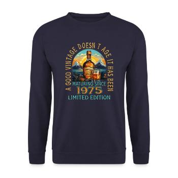 48e anniversaire 1975 48er Good Vintage Whisky - Sweat-shirt Unisexe - marine - Devant - Alina (178cm) & Michal (187cm)